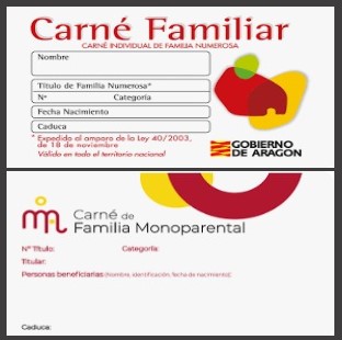 CARNE FAMILIAR ARAGON Y FAMILIA MONOPARENTAL